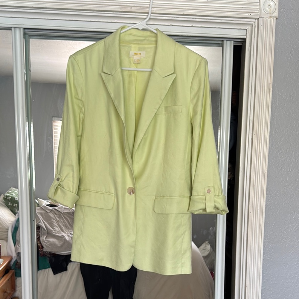 Mauve Green Blazer Structured Professional Wear